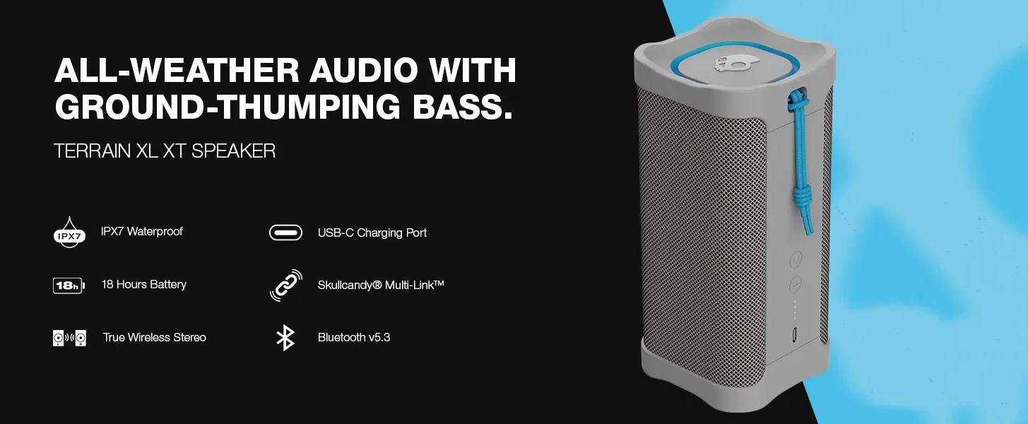 Skullcandy Terrain XL Bluetooth Wireless Speaker, Compact, Tough