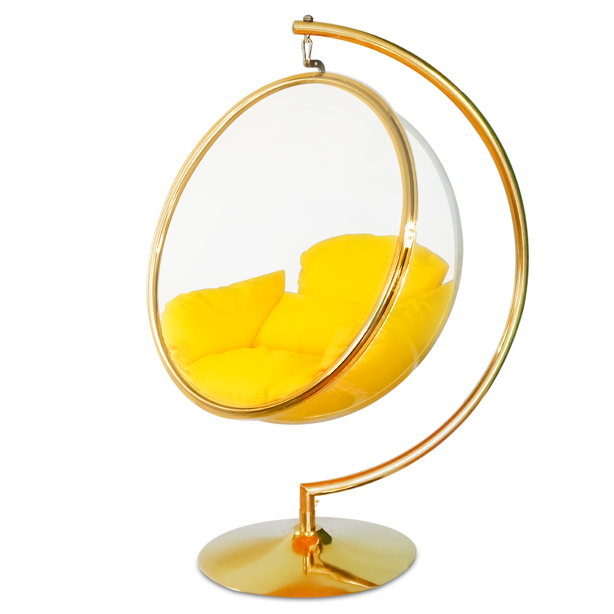 thumbnail video image 2 of SK CHUMRA Contemporary Modern Acrylic Solid Bubble Chair "with" Stand, Gold, 2 of 9
