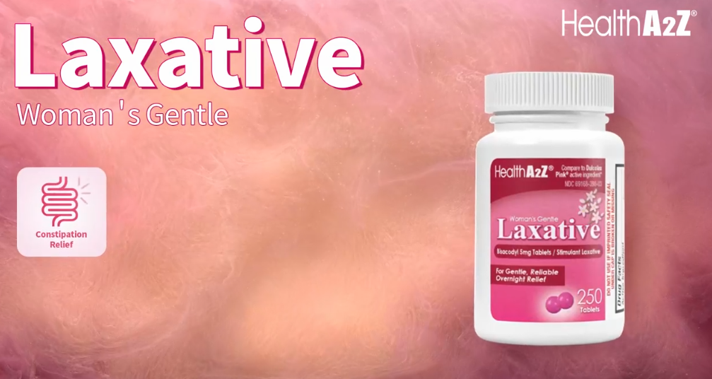 thumbnail video image 3 of HealthA2Z Women's Gentle Laxative, Bisacodyl Stimulant Laxative for Constipation Relief, 250 Tablets, 3 of 9