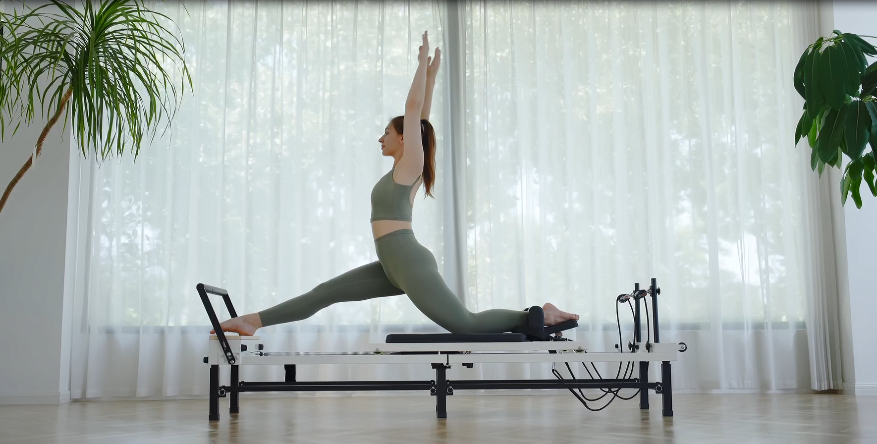 thumbnail video image 2 of Syedee Foldable Pilates Reformer Machine, Balanced Body Exercise Equipmyent for Home Gym, with Jump Board, Pilates Box Ring, 220lbs Resistance, 2 of 14