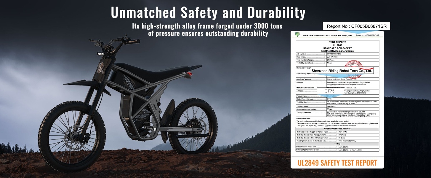 337NM Riding'Times GT73Pro Electric Dirt Bike for Adults,3000W