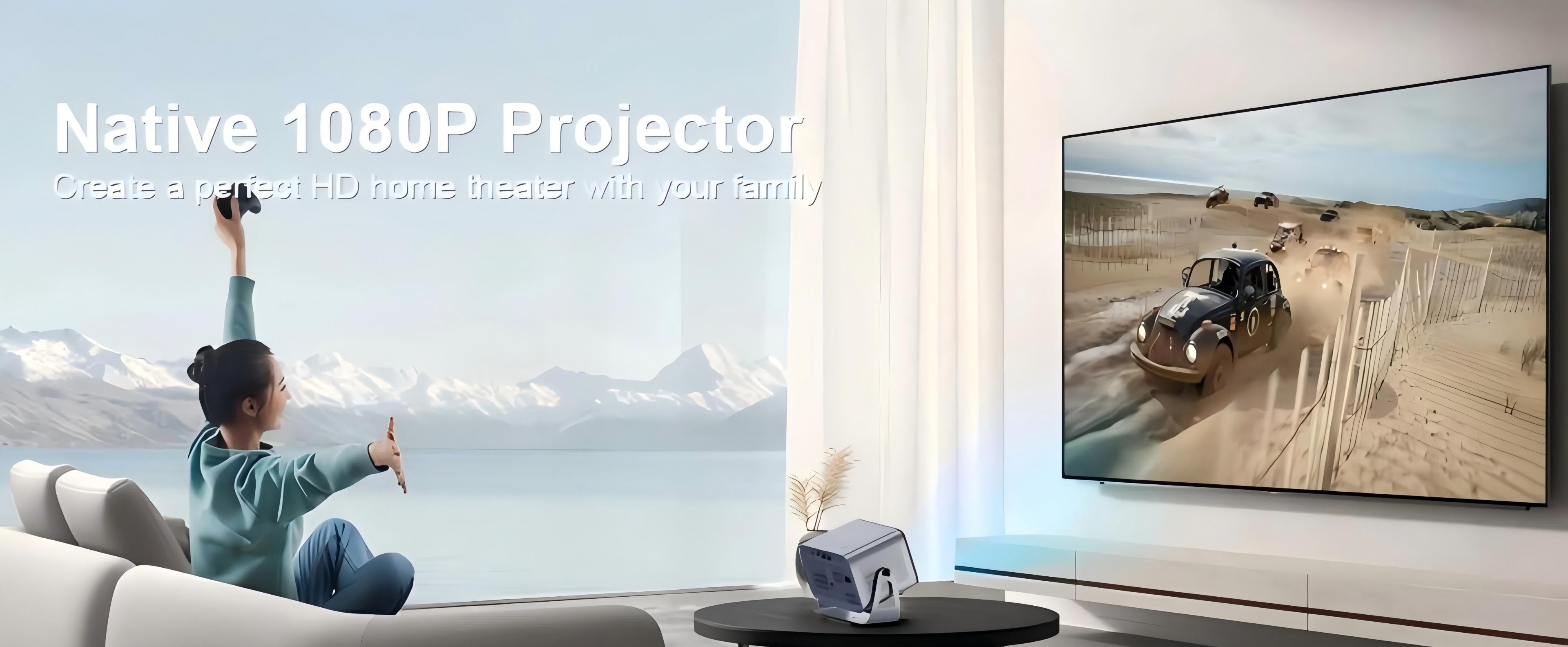 GCZ Native 1080P Projector with WiFi and Bluetooth, Electric Focus