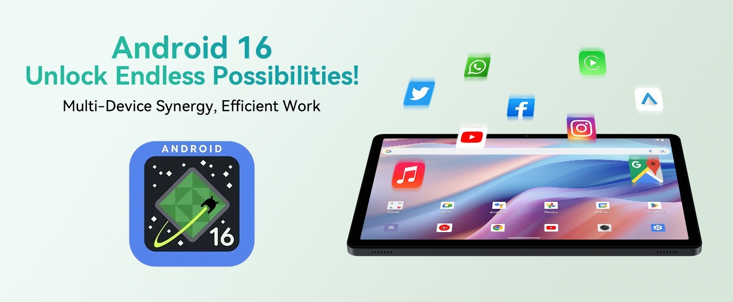 Android Tablet, 11 inch Android 16 Tablet, 8000mAh, 24GB RAM 128GB