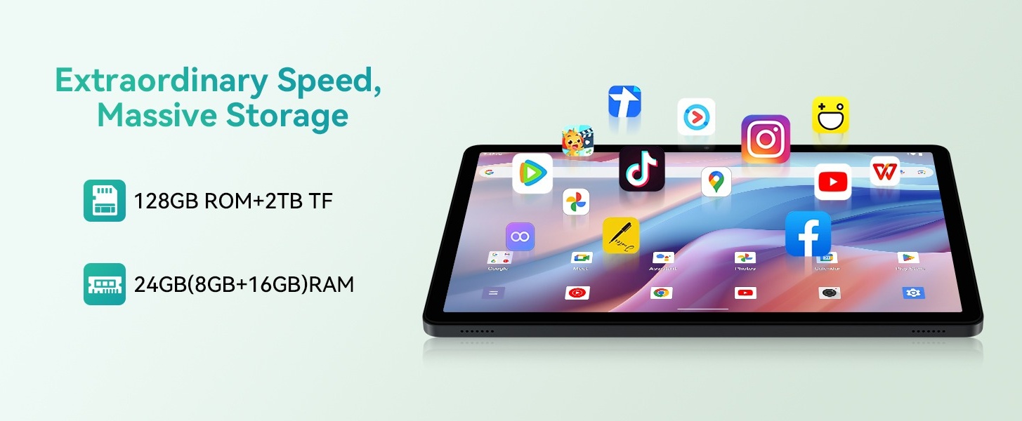 Android Tablet, 11 inch Android 16 Tablet, 8000mAh, 24GB RAM 128GB