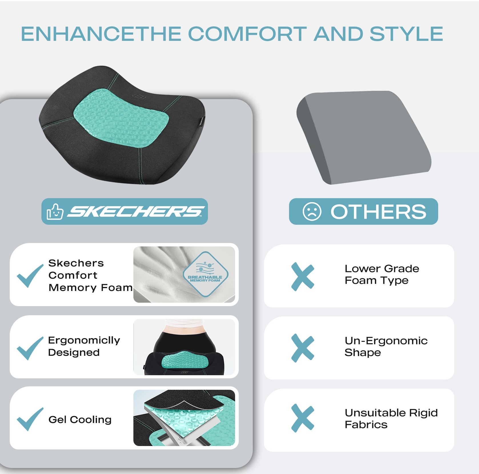 Skechers 22WMSK06 Seat Cushion, Skech-Knit Memory Foam Seat