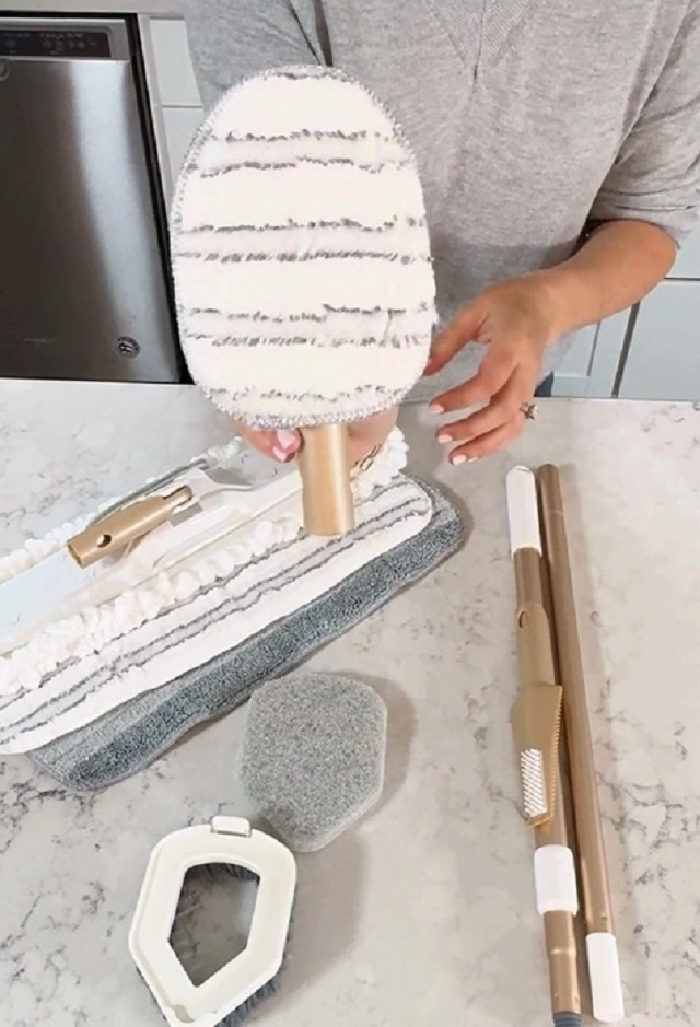 thumbnail video image 2 of Quick Shine Ultimate Gold Clean + Polish Mop Kit | All-In-One 11 Pc Kit w/Interchangeable Attachments | Cleaner & Polish Incl | No Batteries Needed | Pro Cleaning System for All Floors | 2-in-1 Mop, 2 of 22