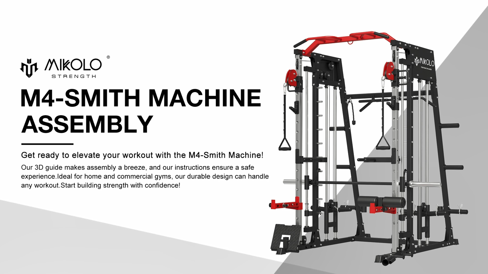 Mikolo Smith Machine Home Gym, 2200 lbs Power Rack Cage with Mikolo Smith Machine Home Gym, 2200 lbs Power Rack Cage with