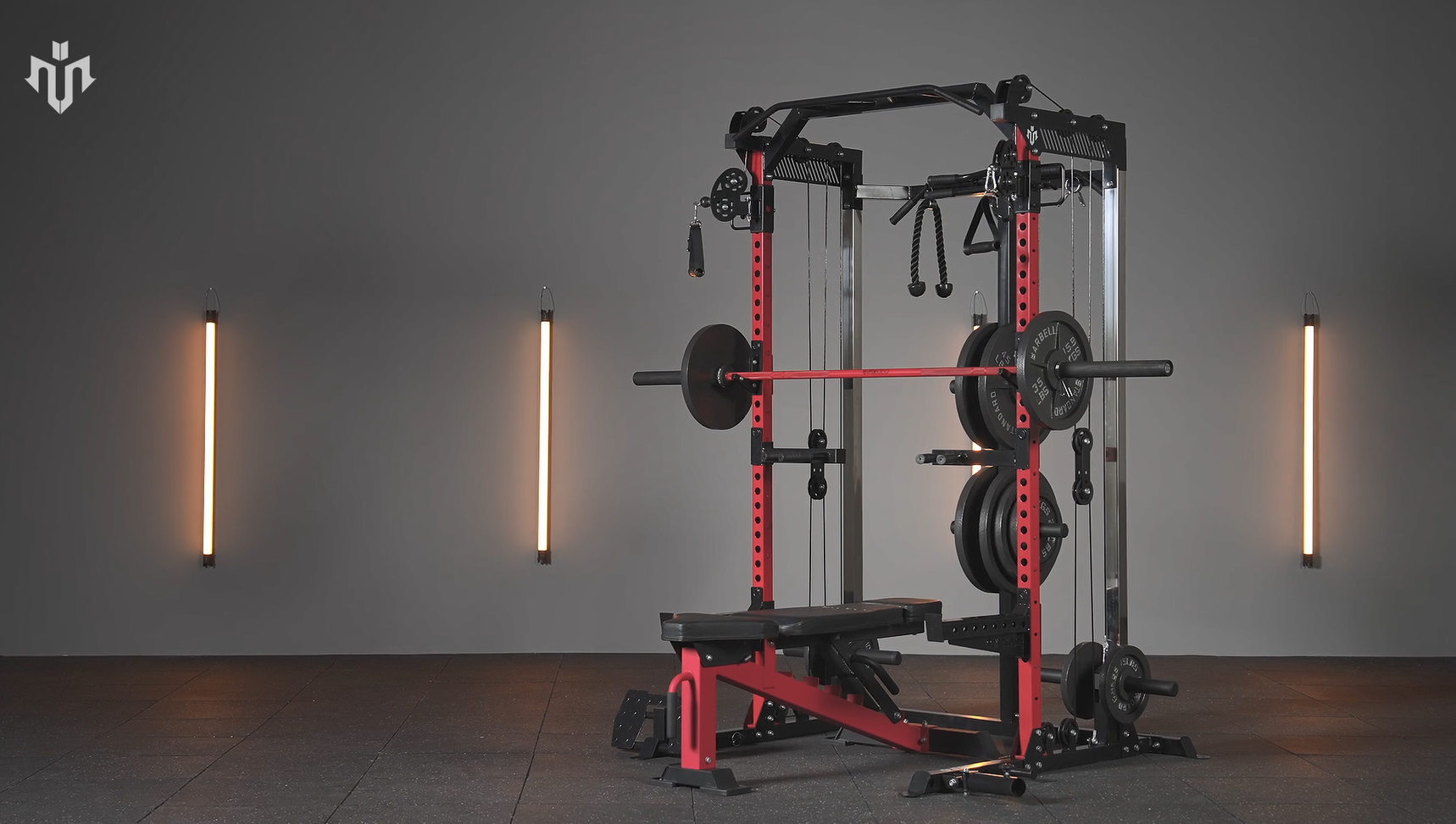 thumbnail video image 2 of Mikolo Power Cage, Squat Rack With Dual Pulley Cable Crossover System, Multifunction Free Weight Home Gym Workout Machine With Attachments Set(230B), 2 of 17