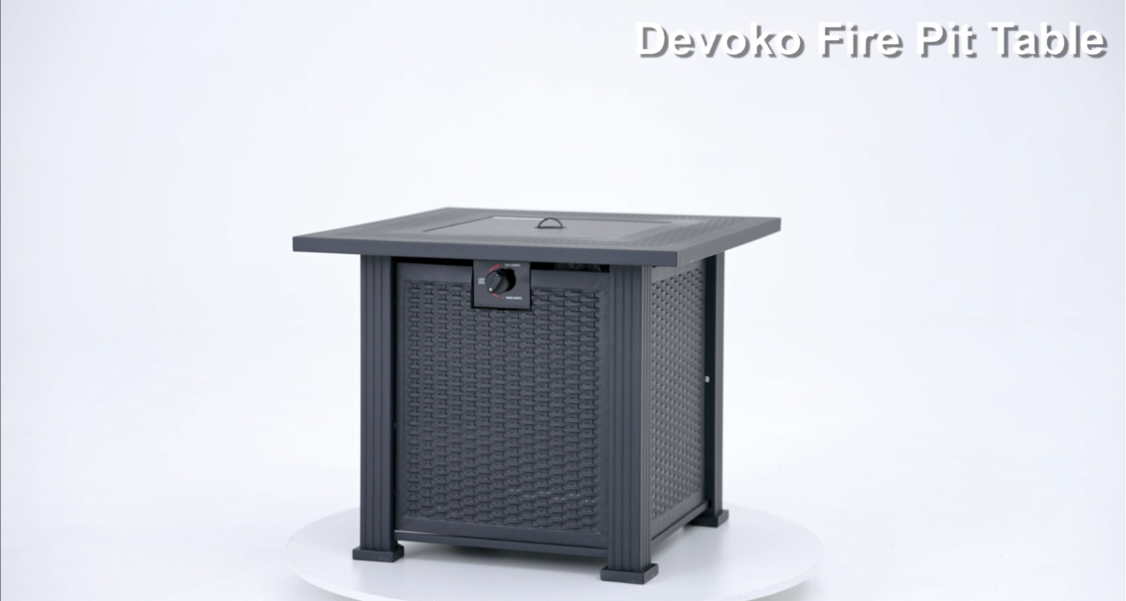 thumbnail video image 2 of Devoko  Outdoor  Fire Pit 28" Square 50000 BTU Patio Propane Fire Pit Table with Lava Rocks, 2 of 9