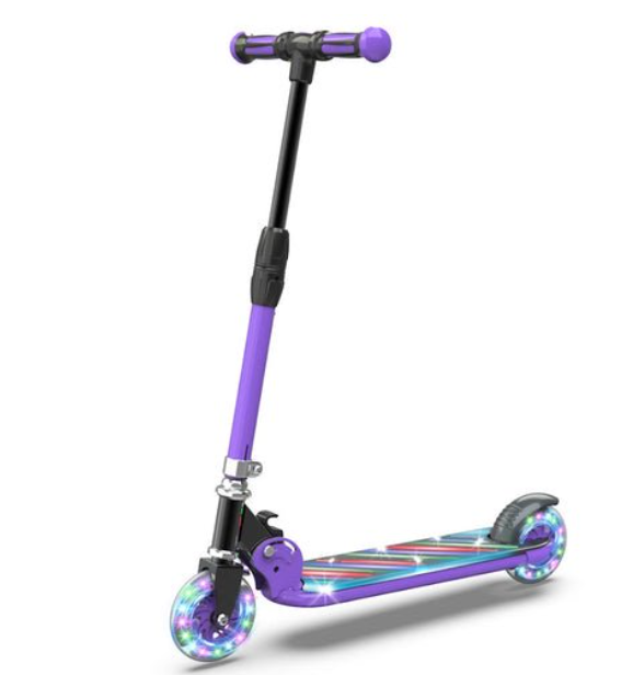 thumbnail video image 2 of HOVERSTAR Kick Scooter for Kids, LED Light Up Wheels and Pedal, 3 Adjustable Height(27, 29, 31inch) Suitable for Children of More Ages, 2 of 6