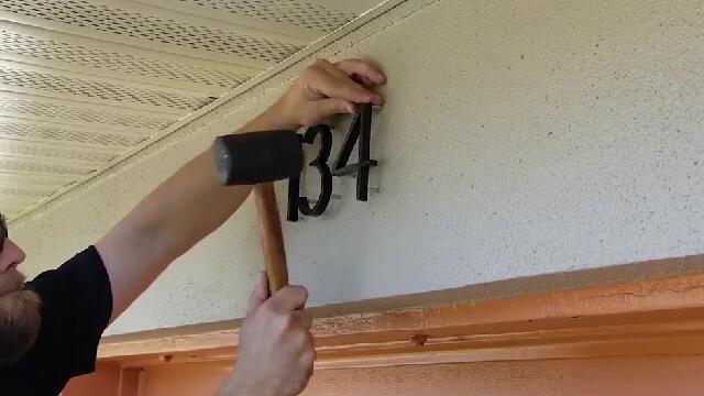 thumbnail video image 2 of 5" Floating House Number, Modern Metal Address Plaque Sign Modern House Numbers, Outdoor Mailbox Number with Nail Kit, Coated Black, 911 Visibility Signage, Stainless Steel, 2 of 9