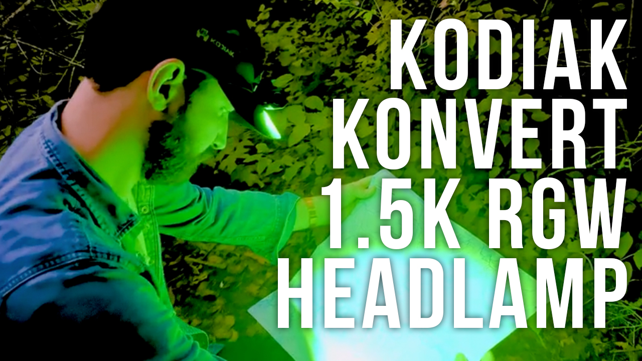 thumbnail video image 2 of Kodiak Konvert 1500-Lumen LED Headlamp with Adjustable Strap, USB-C Rechargeable Camping Light, Black/Green, 2 of 11
