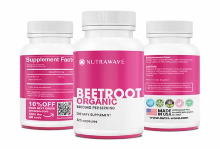 thumbnail video image 2 of Nutra Wave Organic Beetroot Capsules 1400Mg – Nitric Oxide Booster – Flavorless – 120 Count, 2 of 12