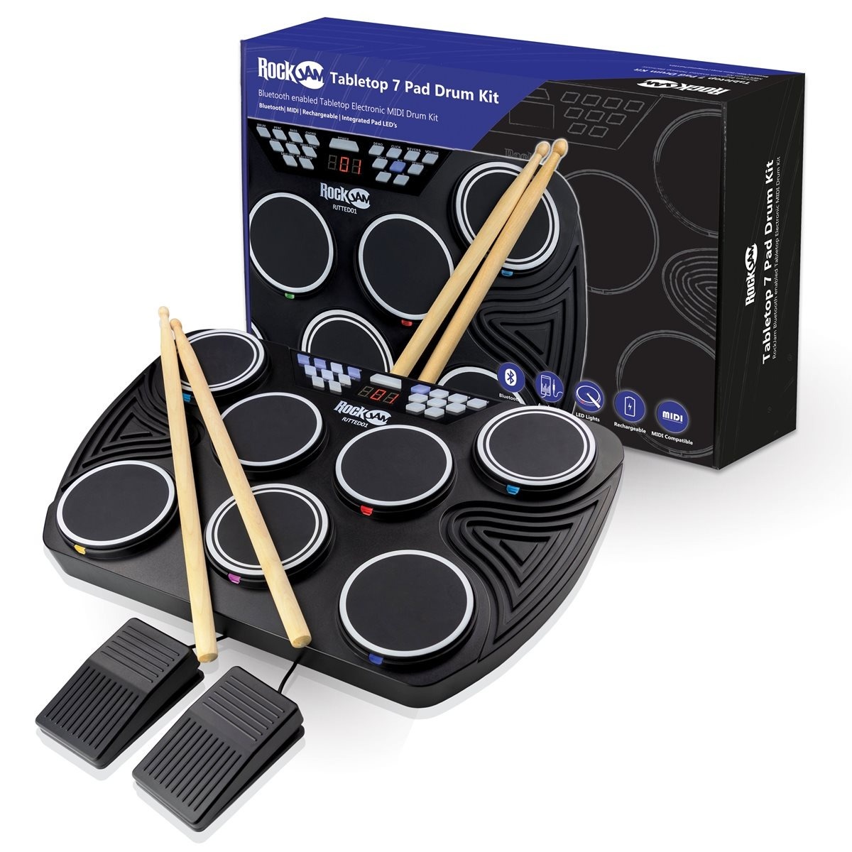 RockJam Digital Beat Making 7 Pad Electronic Tabletop Drum