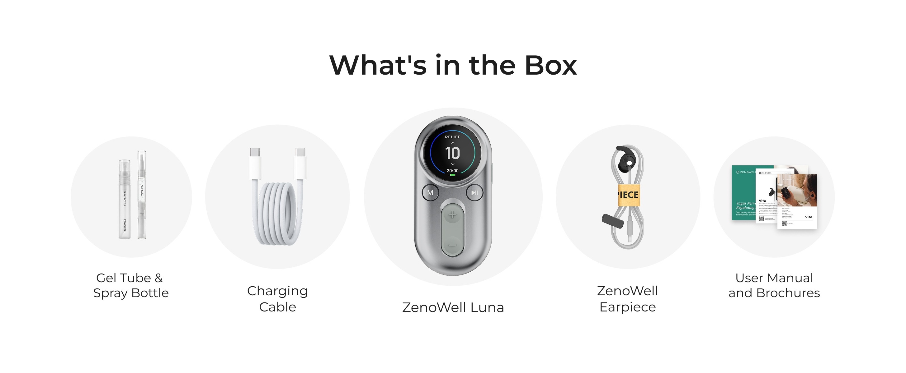 ZenoWell, Luna Vagus Nerve Stimulator, 4 Modes, 30 Levels, Silver