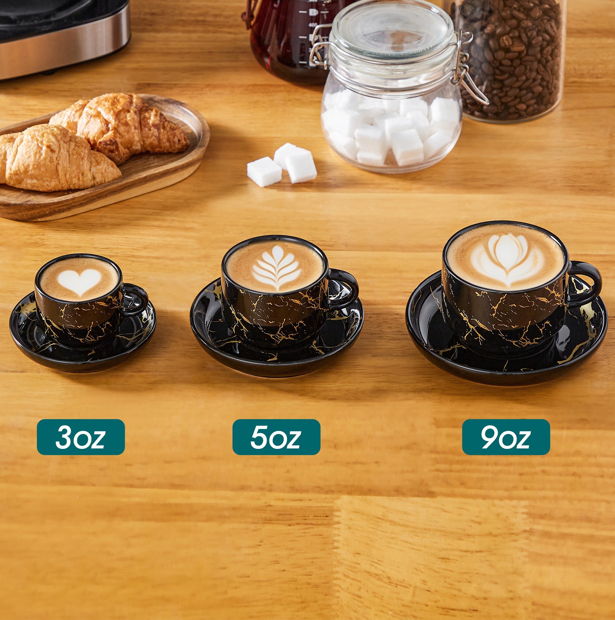 Vancasso 2.5 oz Coffee Mug Sets of 6, Stackable Espresso Cups with