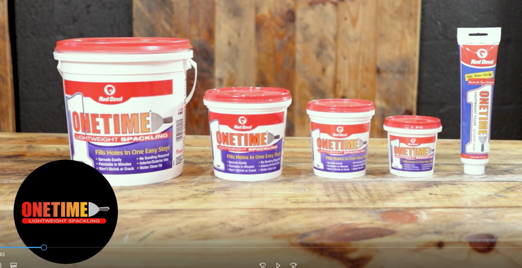 thumbnail video image 2 of Red Devil Onetime Lightweight Spackling Wall Filler 8 oz., 2 of 12