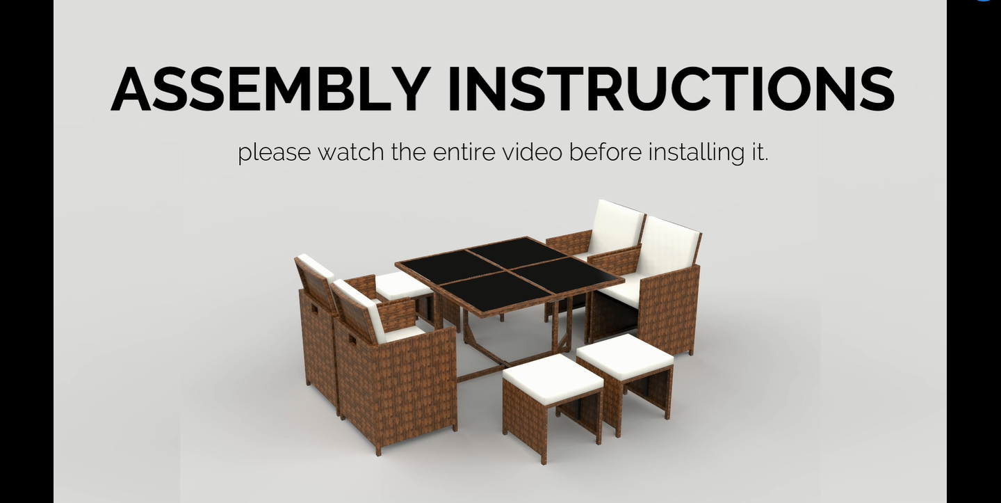 thumbnail video image 2 of Lacoo 9 Pieces Patio Dining Sets Tempered Glass Table Cushioned Chairs with Ottoman 8 Seating Capacity, Beige, 2 of 8