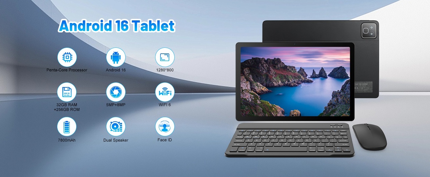 BUFO 11 Inch Android 16 Tablet with Keyboard | 32GB+256GB Storage