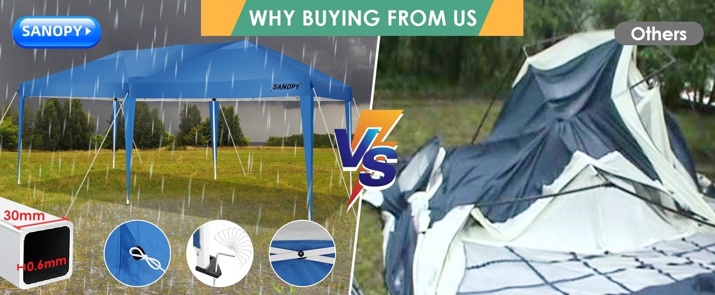SANOPY 10'x20' EZ Pop Up Canopy Tent with 6 Removable
