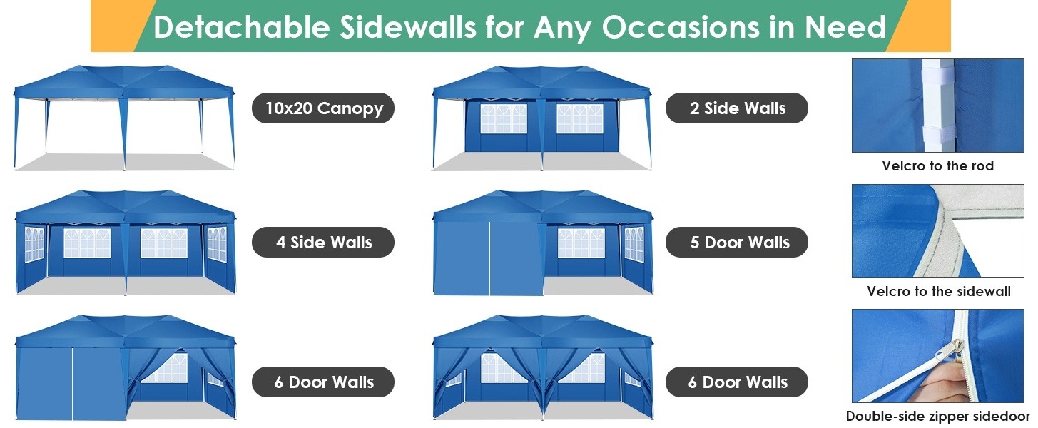 SANOPY 10'x20' Heavy Duty Pop Up Canopy Tent with Sidewalls