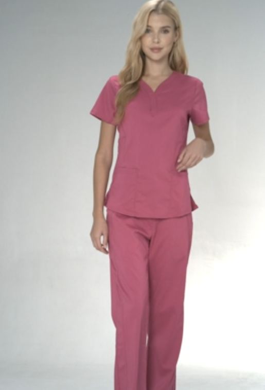 thumbnail video image 2 of NATURAL UNIFORMS Womens STRETCH SCRUB SET With V-NECK TOP, 2 of 6