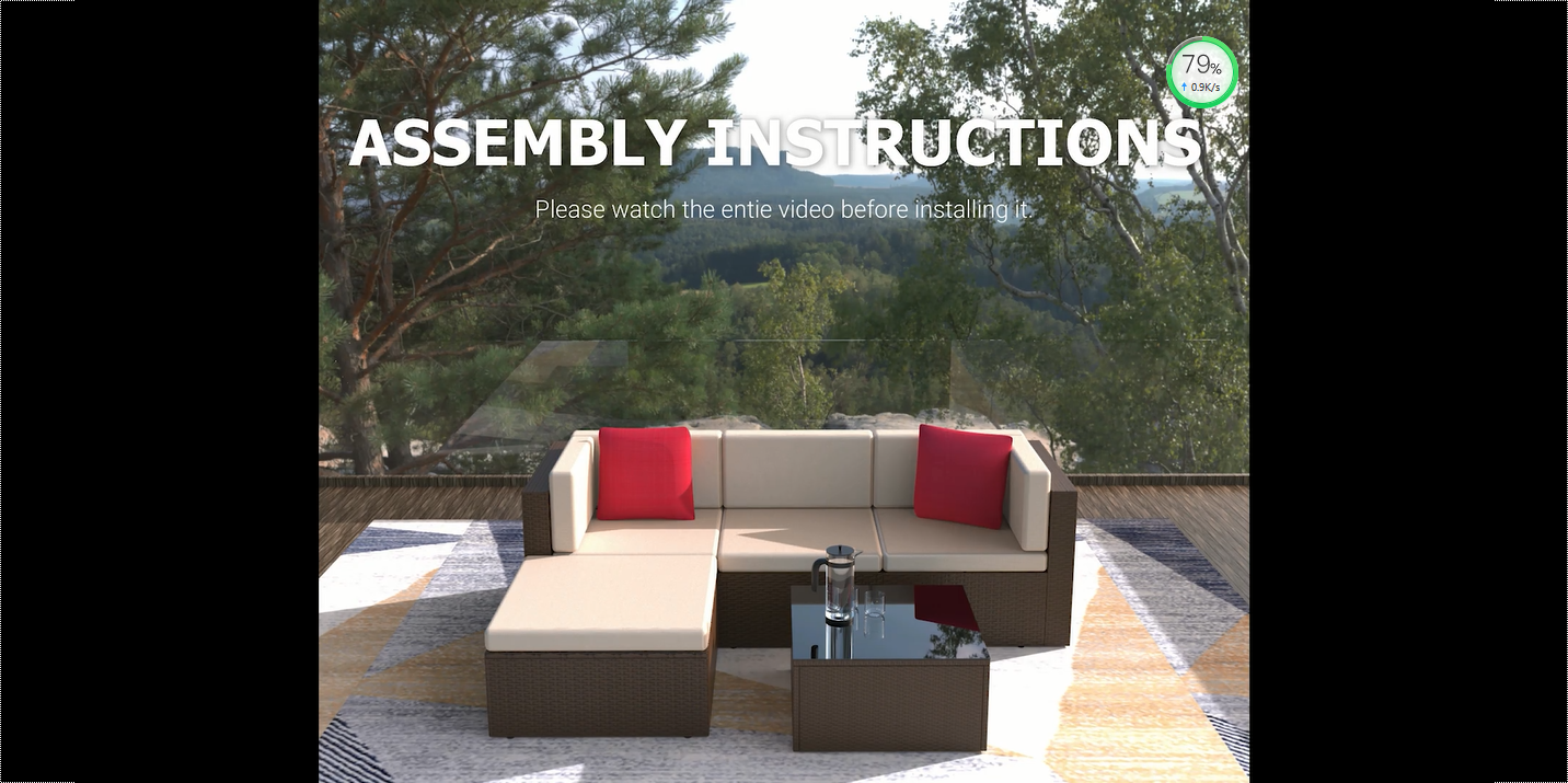 thumbnail video image 2 of LACOO 5 Pieces Patio Sectional Set PE Rattan Outdoor All-Weather Wicker Conversation Set with Table, Beige, 2 of 8