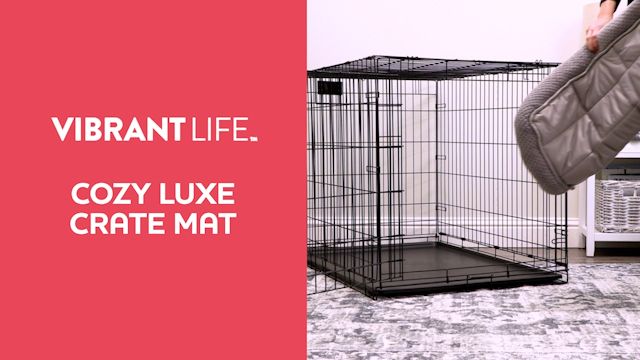 thumbnail video image 2 of Vibrant Life X-Large Cozy Luxe Crate Mat Pet Bed, Gray, 2 of 9