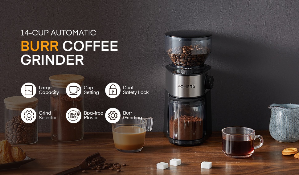 Boly Electric Burr Coffee Grinder, Adjustable Burr Mill