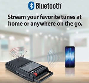 QFX Retro-39BT Shoebox Cassette Player Recorder, Bluetooth