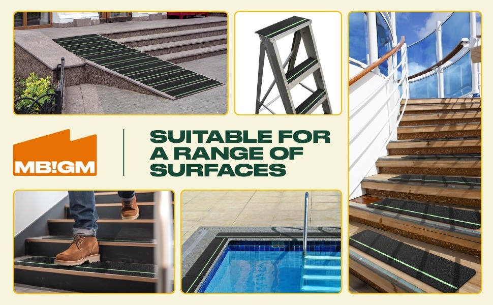 MBIGM 12-Pack Non-Slip Stair Treads - Heavy Duty Grip Tape For Outdoor Steps, Deck, Stairs