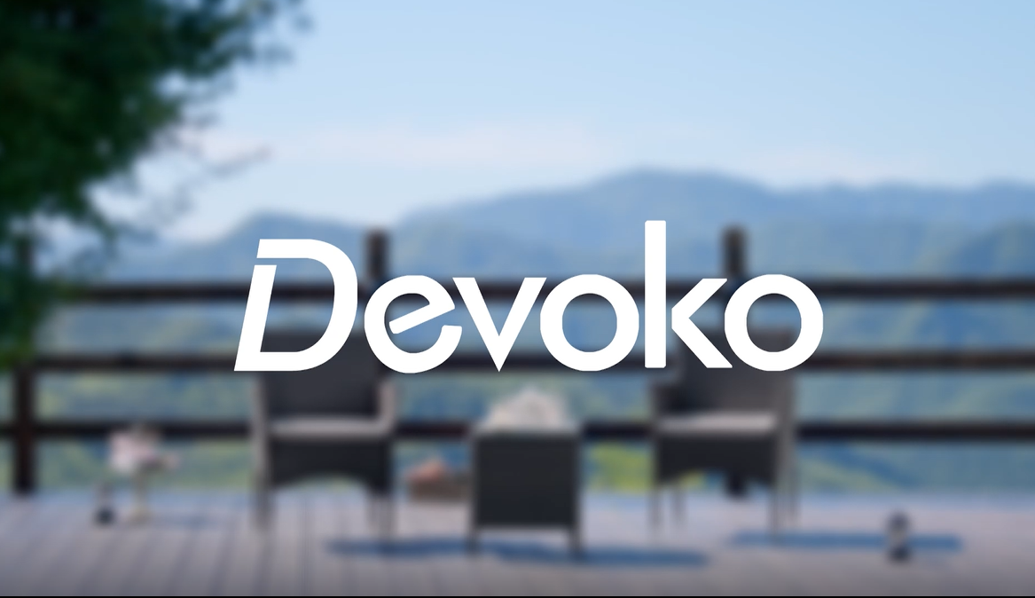 thumbnail video image 2 of Devoko Patio Conversation Set Outdoor Furniture Set PE Rattan Set of 3, Brown/Beige, 2 of 8