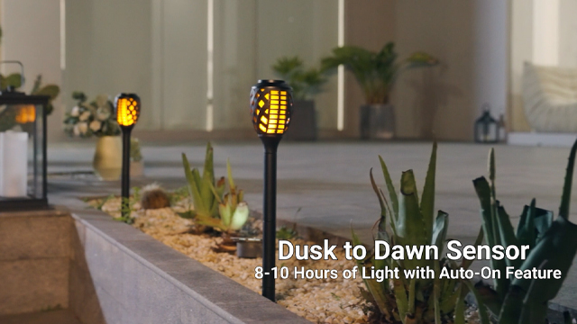 thumbnail video image 2 of Grand Patio Outdoor 8 Packs Solar Lights, Water-Resistant Flickering Flames Torch Light, Landscape Decoration Lighting for Garden Yard, 2 of 8