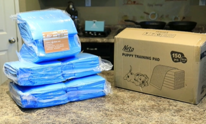 thumbnail video image 2 of KAPAS 150 Count Small ( S 17" X 24") Super Absorbent Dog and Puppy Training Pads, Pet Diaper Pee Pads For Small-Sized Dogs Like Bulldog, Chow Chow, Border, Collie, Husky And So On, 2 of 6
