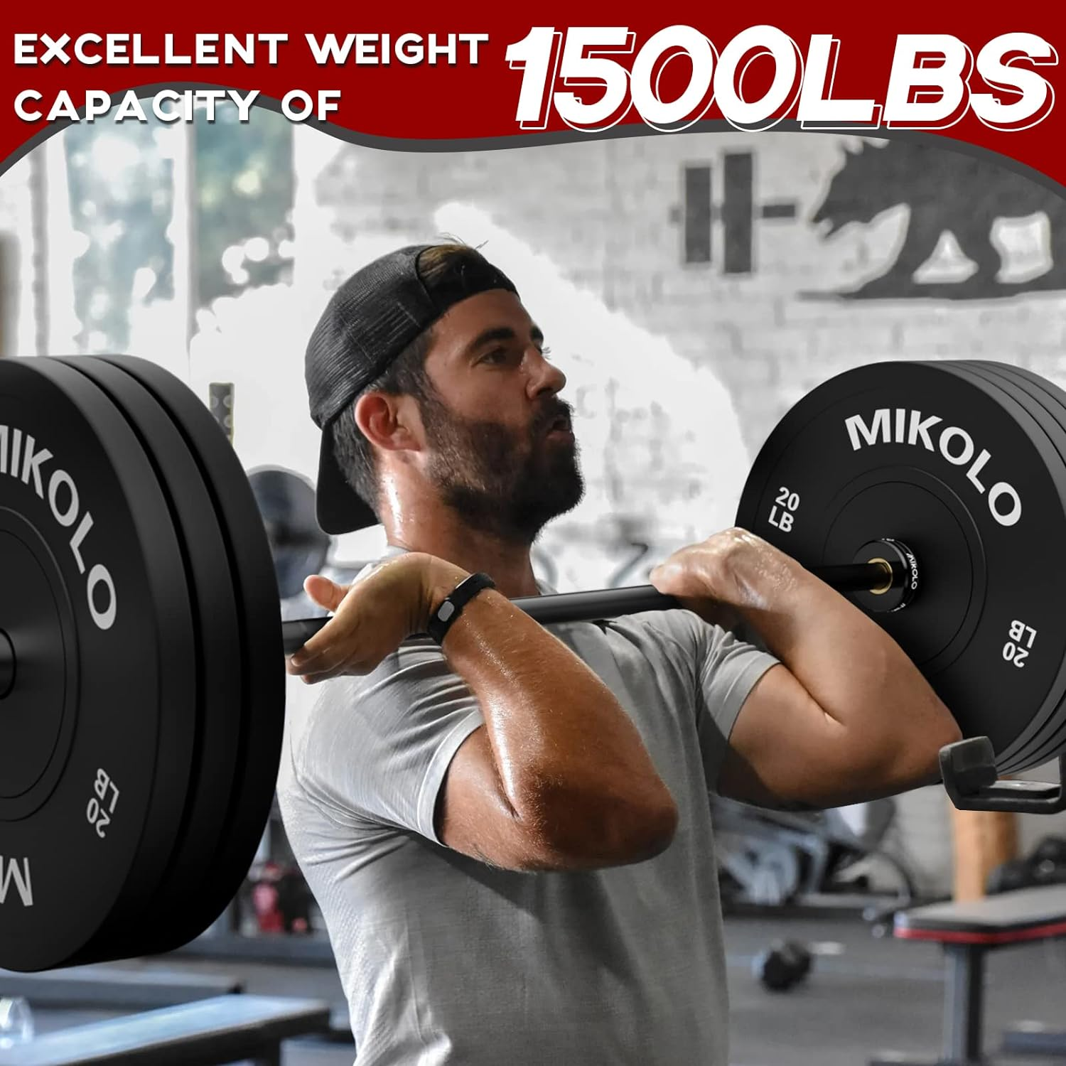 thumbnail video image 2 of Mikolo 7ft Olympic Barbell, Barbell for Weightlifting and Powerlifting 45lb, Olympic Bar for 1500lbs Capacity, Weight Bar Fit 2” Standard Weights, 2 of 12