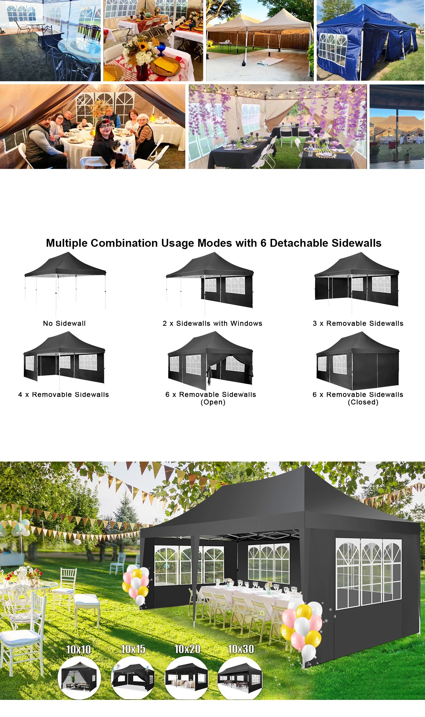 COBIZI 10'x20' Canopy with 6 Sidewalls, Event Tent with High