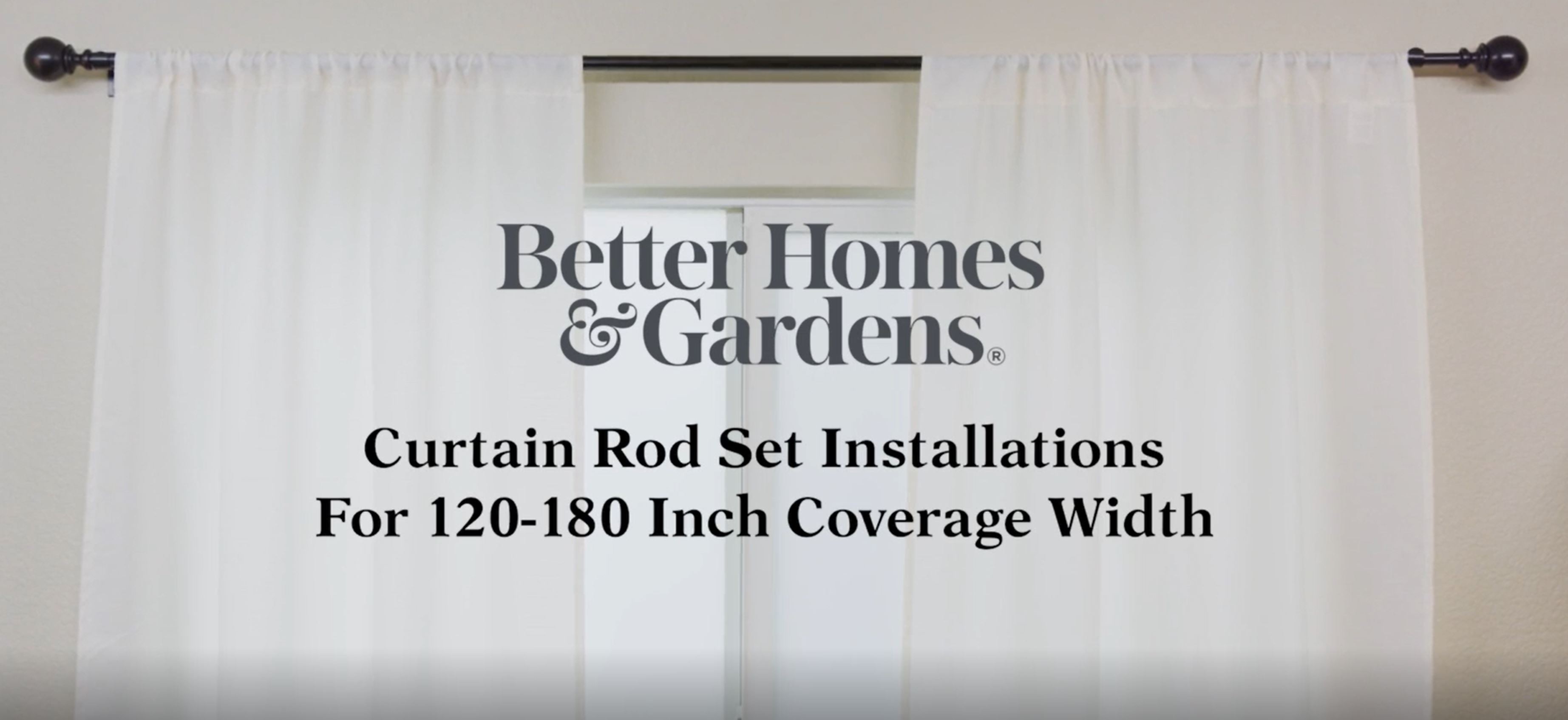 thumbnail video image 2 of Better Homes & Gardens Flare 1" Diameter 120"-180" Curtain Rod Set, Nickel, 2 of 8