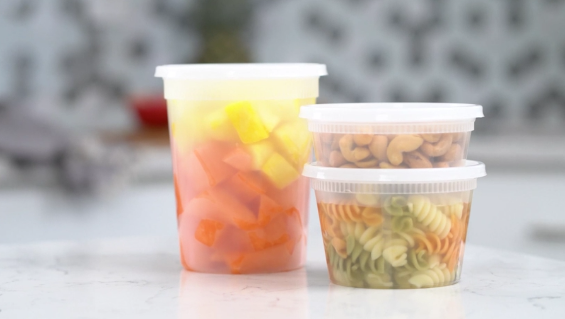 thumbnail video image 2 of GUSTO Plastic Deli Containers with Lids 48 Set, 16oz Food Storage Containers, Leakproof, BPA Free, Microwave Freezer Dishwasher Safe for Soup, Meal Prep Containers, 2 of 8