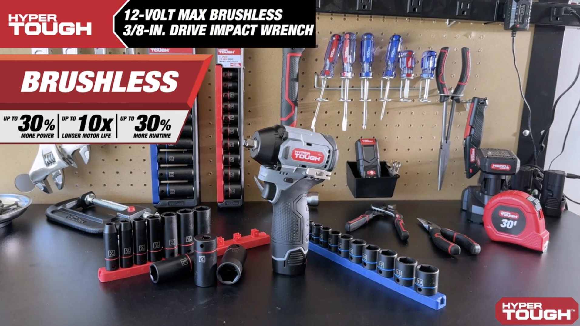 Hyper Tough 80013 12V Max Brushless Impact Wrench, Click Fit