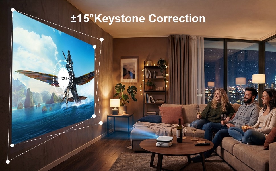 TOPVISION 1080P Mini Projector with Bluetooth,Keystone Correction