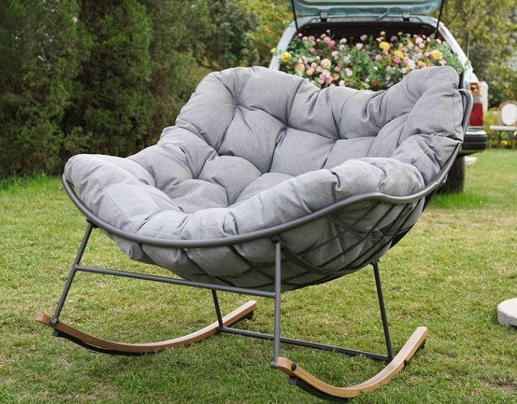 GRAND PATIO Steel Outdoor Rocking Chair, Ergonomic Design