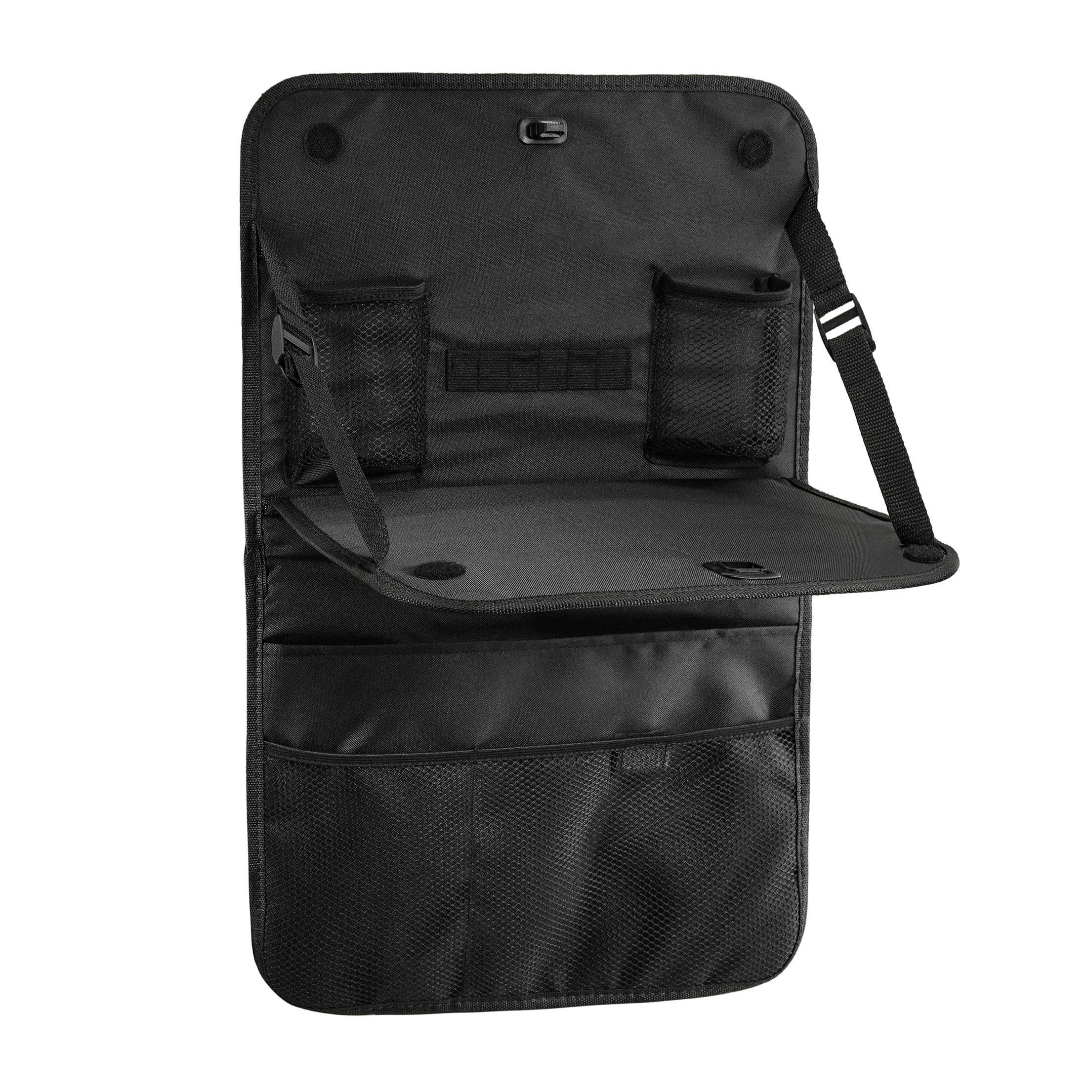 thumbnail video image 3 of Auto Drive Multi-Pocket Backseat Organizer with Table (Black), 3 of 10