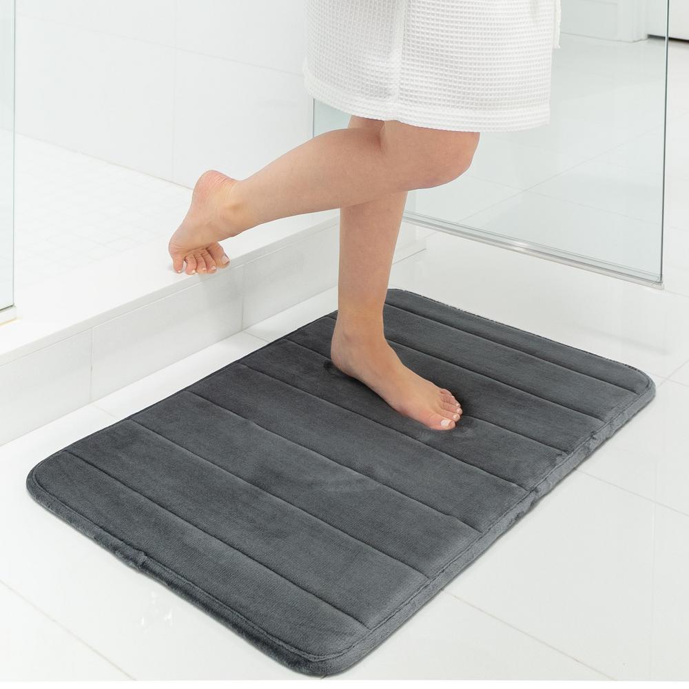 thumbnail video image 2 of GORILLA GRIP Bathroom Rug, Soft Absorbent Memory Foam Shower Floor Mat, 36x24 White, 2 of 10