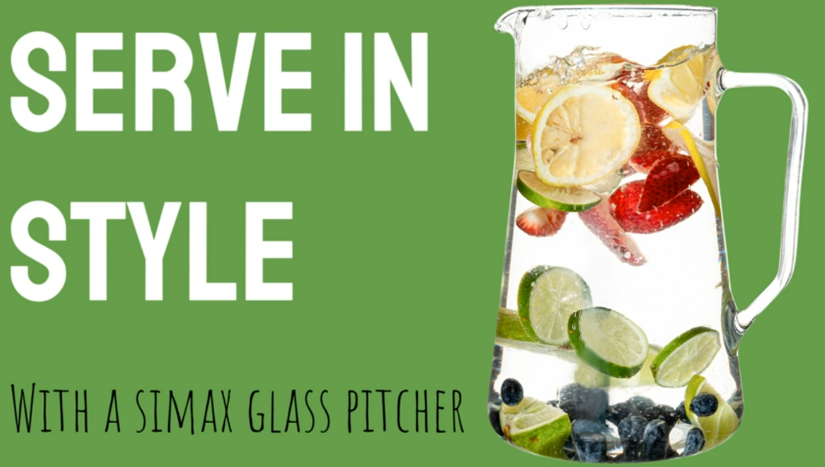 thumbnail video image 2 of Simax Small Glass Pitcher with Spout Drink Pitcher for Sangria, Juice & Beverages, 1 Quart, 2 of 8