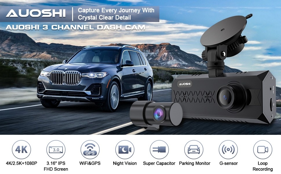 新品 ドライブレコーダー D50 3-CHANNEL DASH CAM Amazon.com: COOAU 2.5K Dash Cam Front and Rear Inside, 2.5K+