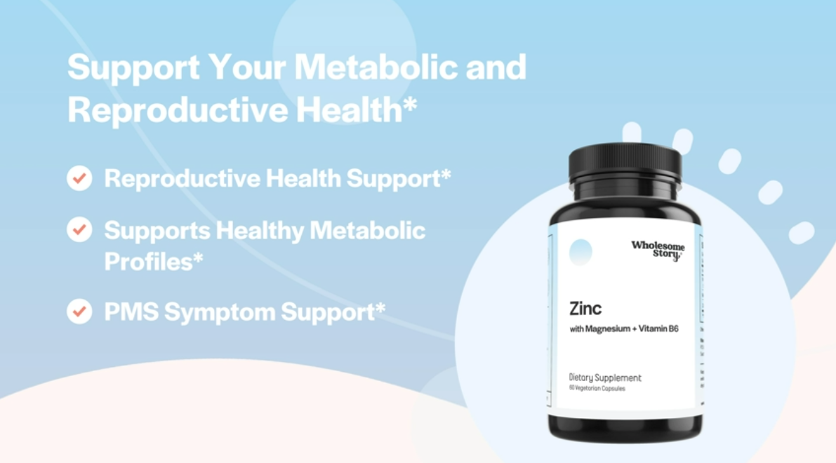 thumbnail video image 2 of Wholesome Story Magnesium Glycinate, Zinc, & Vitamin B6 Supplement for PMS & Immune Support, 60 Caps, 2 of 9