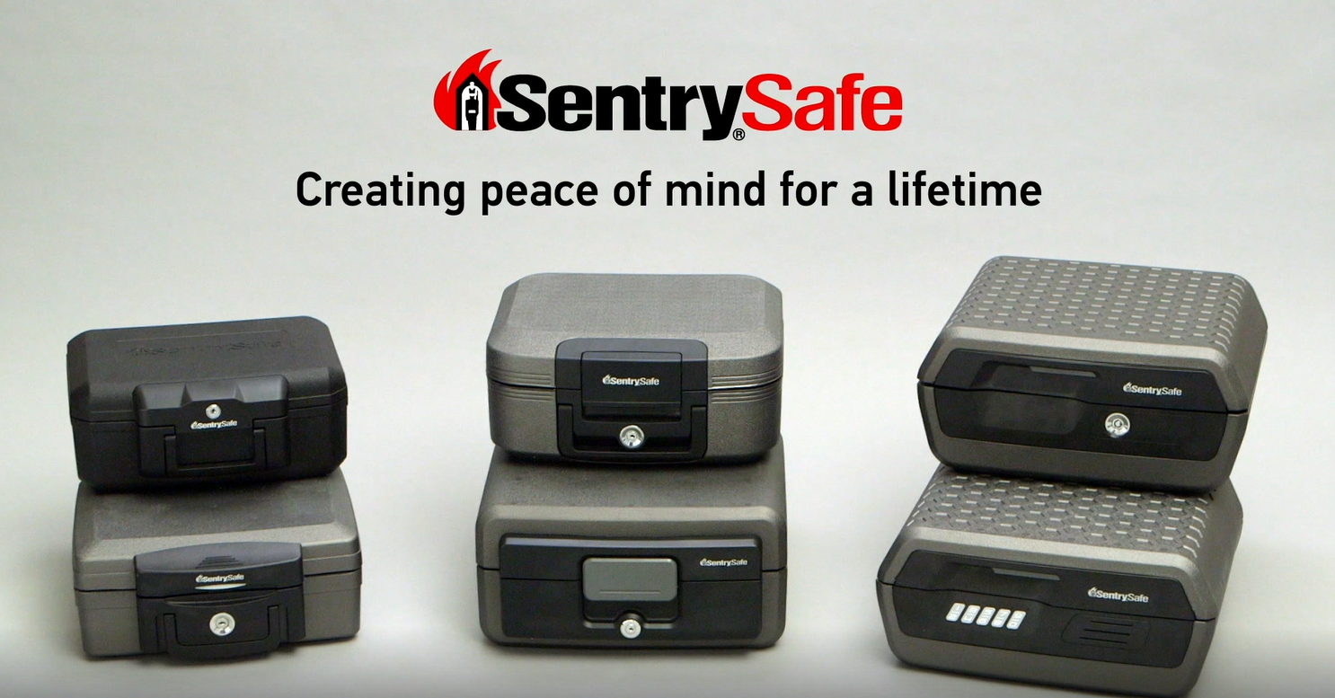 thumbnail video image 2 of SentrySafe 1200 Fire-Resistant Box Safe with Key Lock 0.18 Cu. ft., Black, 2 of 7