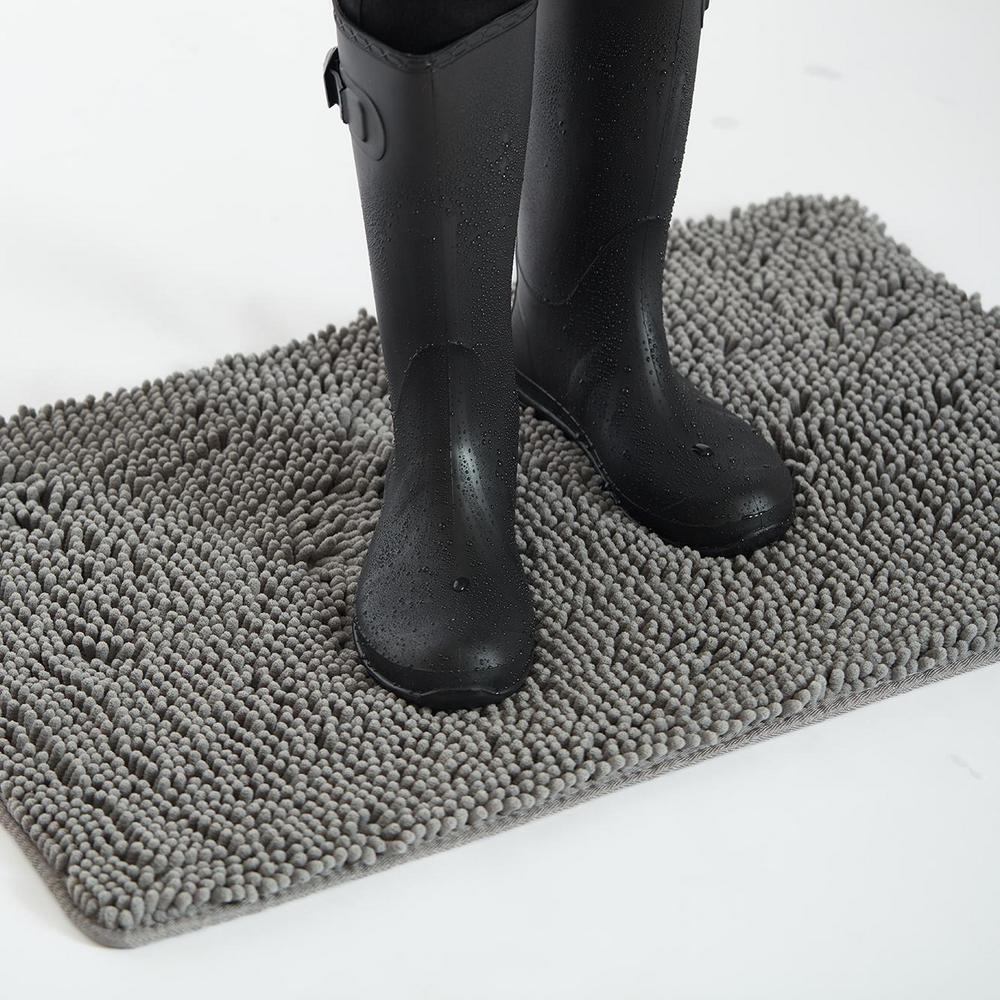 thumbnail video image 2 of GORILLA GRIP Ultra Absorbent Grippy Doormat for Muddy Dog Paws, 36x24 Machine Washable Soakstopper Rugs Cleaner Floors, Bed Mat for Dirty Dogs, Indoor Entrance Door Rug Pet Bed Mats Charcoal, 2 of 10