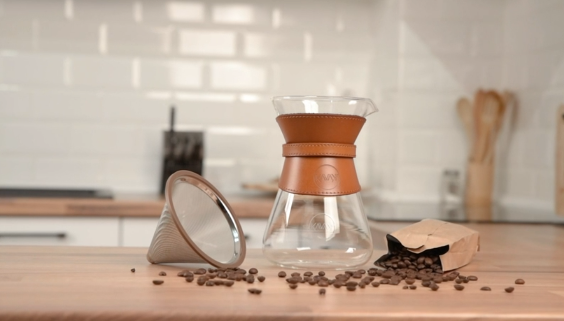 KAVAKO Drip Pot Coffee Maker Set, 37oz with Stainless Steel Filter