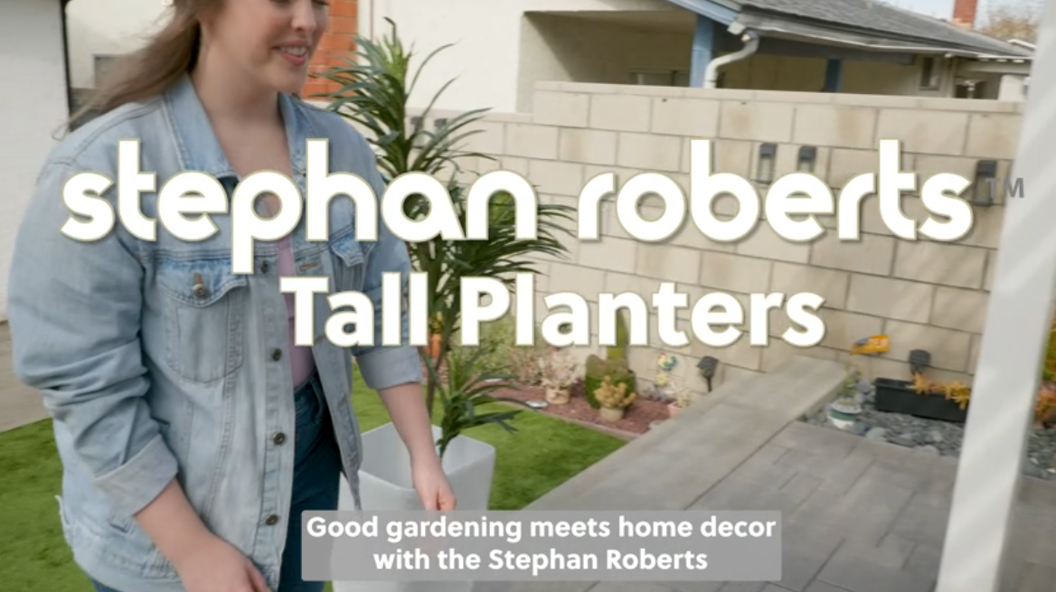 thumbnail video image 2 of Stephan Roberts Tall 22 " Planters with Drainage Holes Set of 2, Black, 2 of 11
